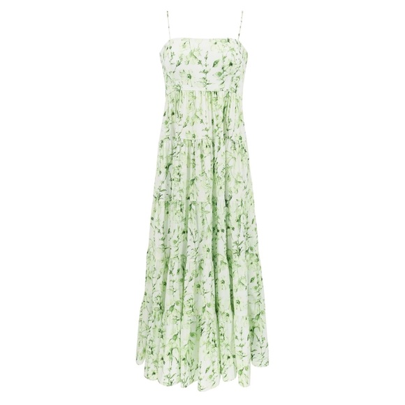 Cinq a Sept Green Floral Cotton Mid-length Dress - Picture 2 of 5